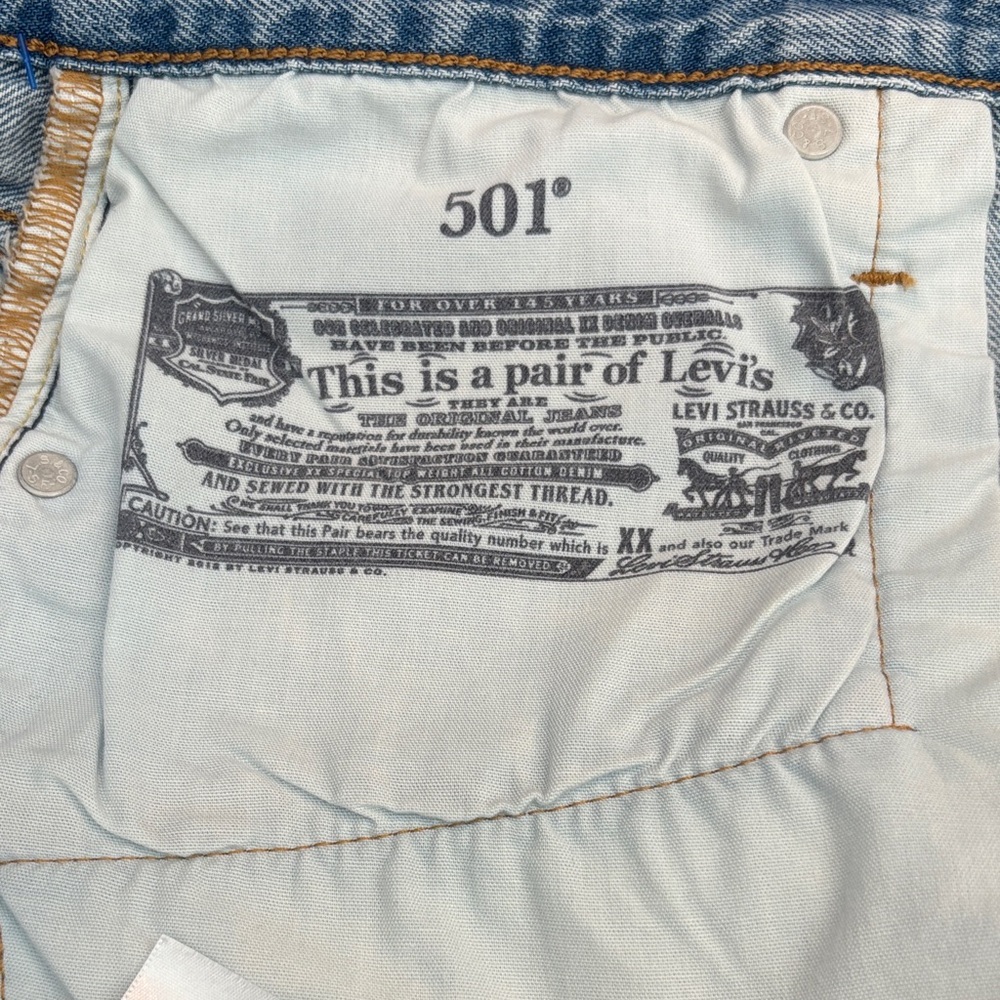Levi’s 501 High Rise Distressed Cutoff Denim Light Wash Shorts Size 29 - Picture 12 of 14